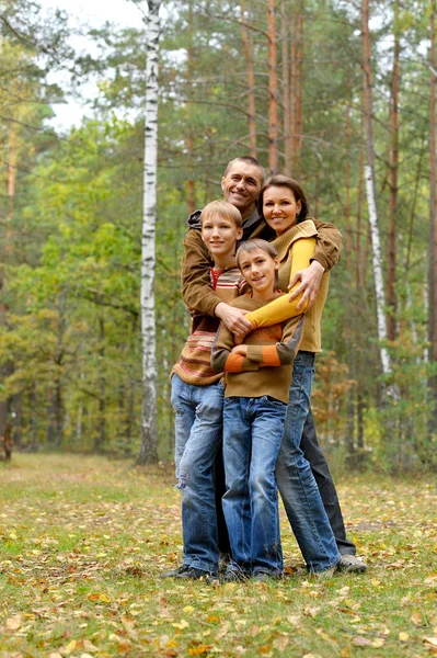 Famiglia di quattro persone nel parco — Foto Stock