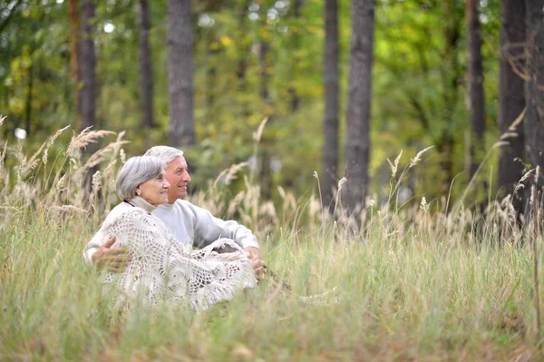 Sonbaharın son sınıf çift — Stok fotoğraf