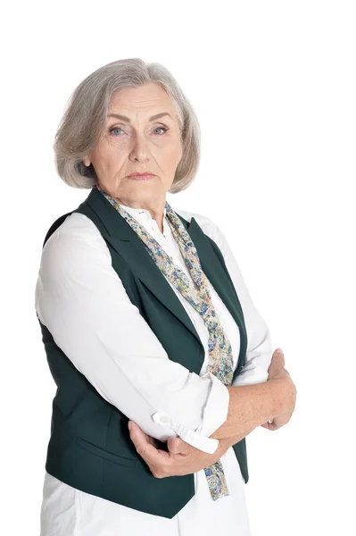 Porträt Der Schönen Seniorin Isoliert Auf Weißem Hintergrund — Stockfoto