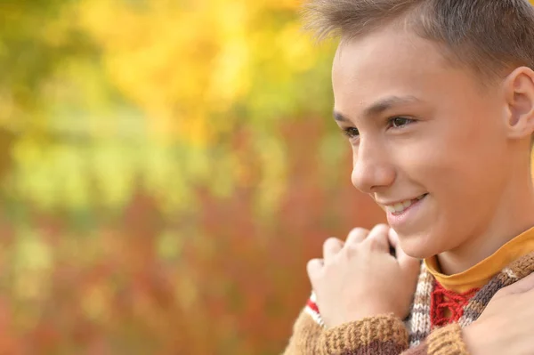Porträt Eines Glücklichen Jungen Herbstpark — Stockfoto