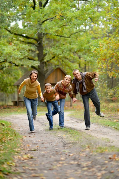 Famille de quatre personnes dans le parc — Photo