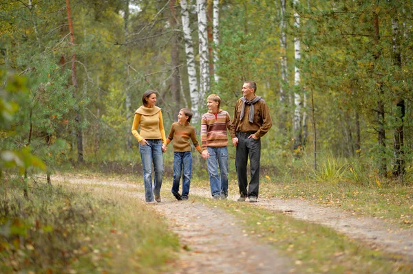 Familie van vier in park — Stockfoto