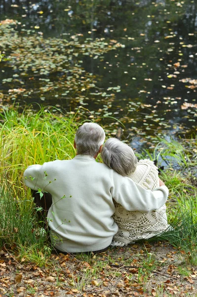 Elderly couple in nature — Stock Photo, Image