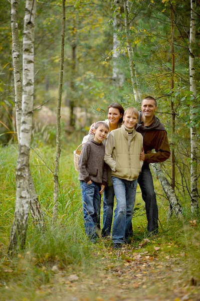 Famille de quatre personnes dans le parc — Photo