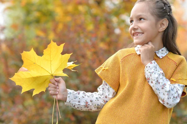Meisje glimlachend in herfst park — Stockfoto