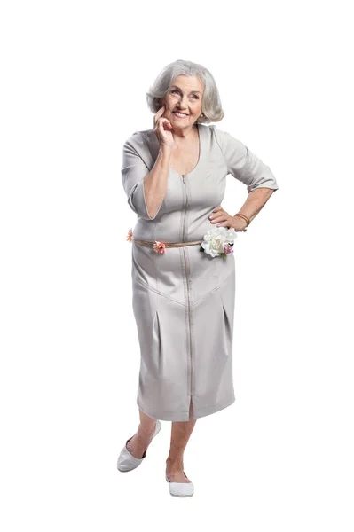 Портрет Красивої Старшої Жінки Ізольовані Білому Тлі — стокове фото
