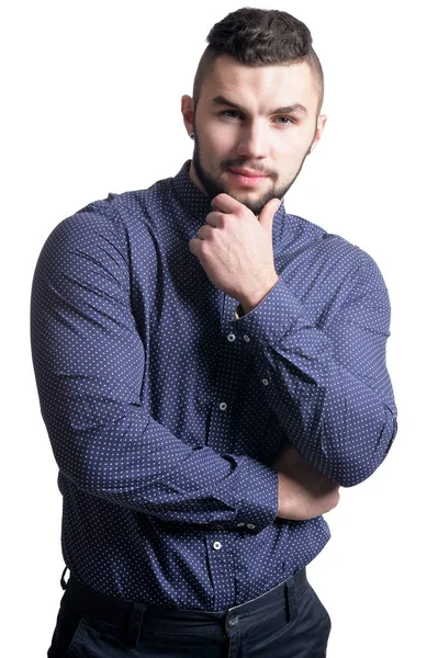 Retrato Joven Empresario Apuesto Aislado Sobre Fondo Blanco —  Fotos de Stock