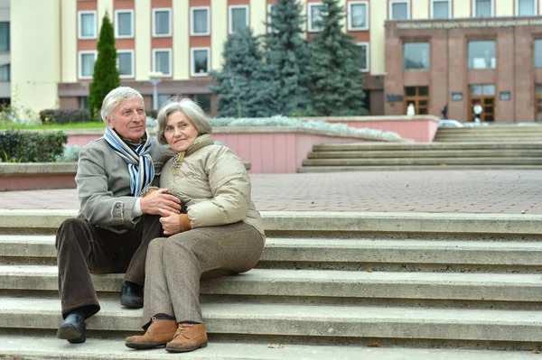 Beautiful Happy Mature Couple Resting Together Outdoors — Stock Photo, Image