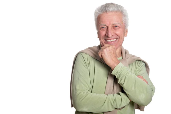 Porträt Eines Selbstbewussten Älteren Mannes Isoliert Auf Weißem Hintergrund — Stockfoto