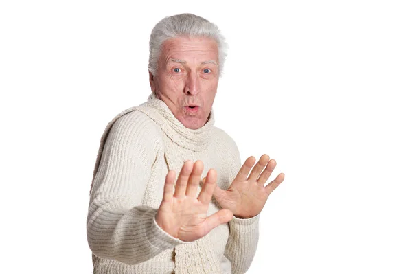 Портрет Уверенного Пожилого Человека Белом Фоне — стоковое фото