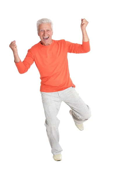 Щасливий старший чоловік у сорочці — стокове фото