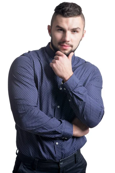 Guapo Joven Posando Aislado Sobre Fondo Blanco —  Fotos de Stock