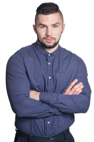 Guapo Joven Posando Aislado Sobre Fondo Blanco — Foto de Stock