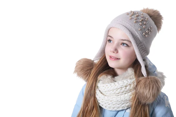 Little girl in warm clothes — Stock Photo, Image