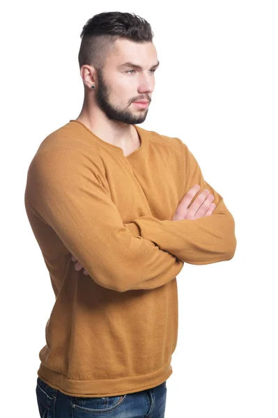 Retrato Joven Guapo Aislado Sobre Fondo Blanco —  Fotos de Stock