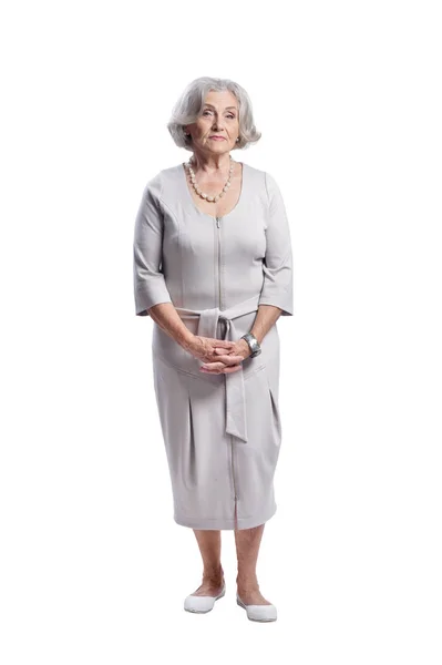 Retrato Mujer Mayor Hermosa Posando Sobre Fondo Blanco —  Fotos de Stock