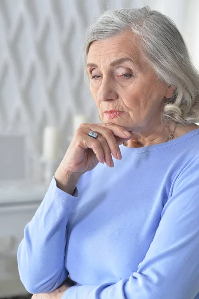 Close Portrait Tired Senior Woman — Stock Photo, Image