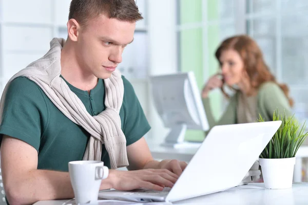 Young People Working Office Modern Devices Royalty Free Stock Images