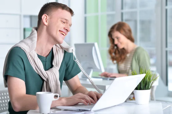 Young People Working Office Modern Devices Stock Picture