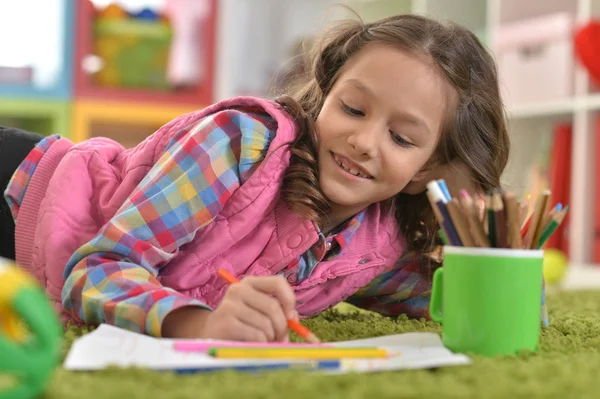 Niña Dibujando Habitación — Foto de Stock