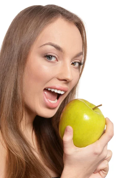 Portrait of a cute girl with red grapes — Stock Photo, Image