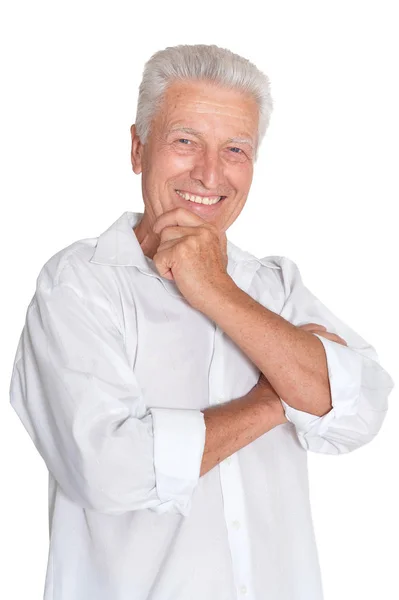 Heureux homme âgé en chemise — Photo