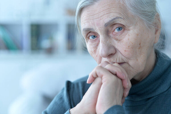 Close Portrait Tired Senior Woman — Stock Photo, Image