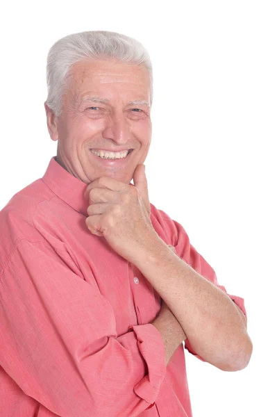 Happy senior man in shirt — Stock Photo, Image