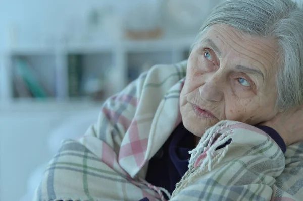 Close Portrait Tired Senior Woman — Stock Photo, Image