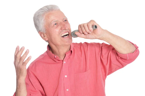 Happy senior man in shirt — Stock Photo, Image