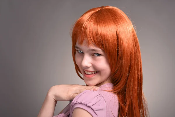 Portrait Cute Girl Red Hair Posing — Stock Photo, Image