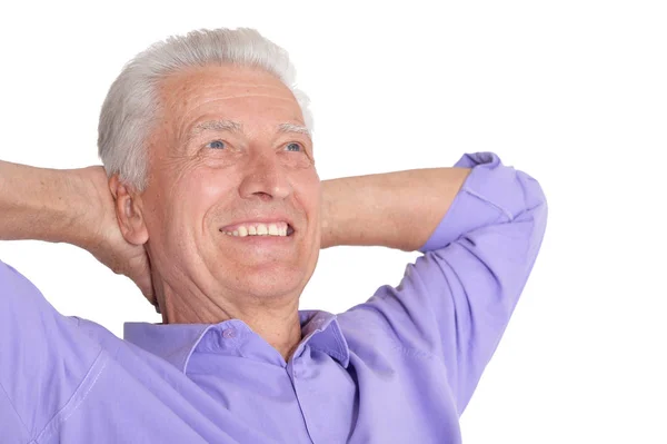 Portrait Senior Man Posing Isolated White Background — Stock Photo, Image