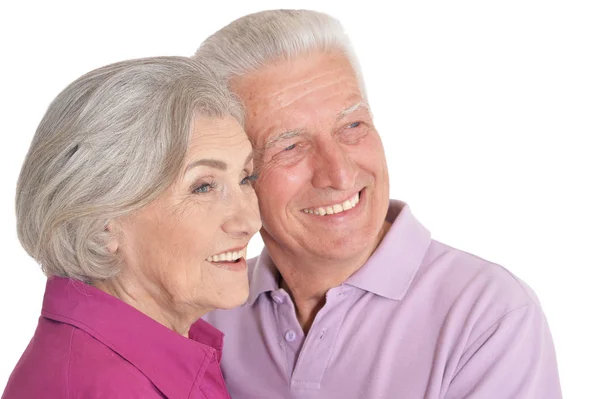Portrait Happy Senior Couple Isolated White Background — Stock Photo, Image