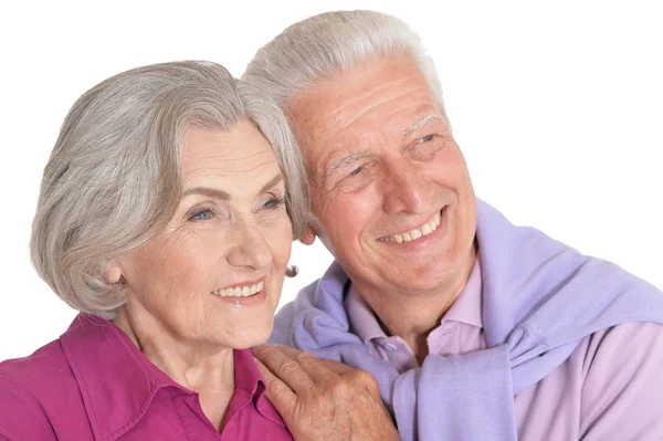 Portrait Happy Senior Couple Isolated White Background — Stock Photo, Image