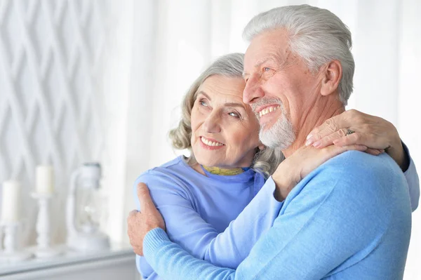 Portrait Happy Senior Couple Home — Stock Photo, Image