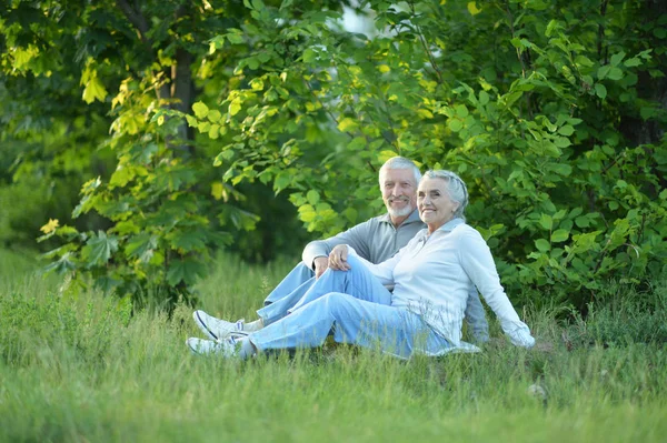 Portrait Beau Couple Personnes Âgées Dans Parc — Photo