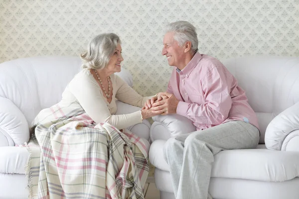 Happy Senior Couple Resting Home — Stock Photo, Image