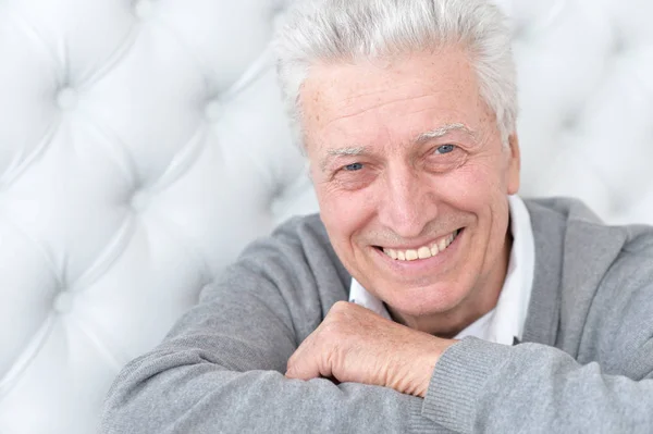 Happy Senior Man Posing Home — Stock Photo, Image