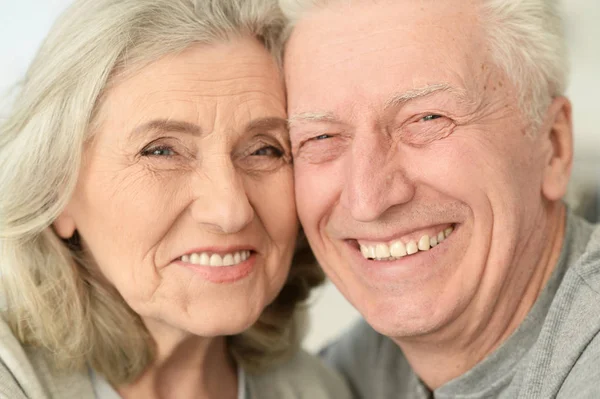 Portrait Happy Senior Couple Home — Stock Photo, Image