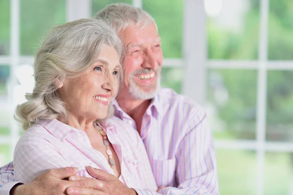 Portrait Happy Senior Couple Home — Stock Photo, Image