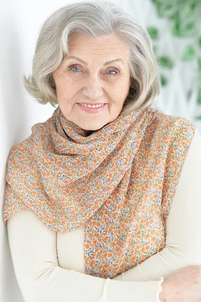 Portret Van Gelukkig Senior Vrouw — Stockfoto