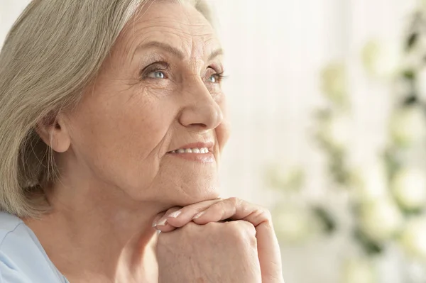 Portret van mooie oude vrouw — Stockfoto