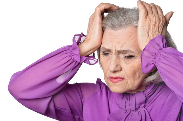 Smutny starszy kobieta — Zdjęcie stockowe