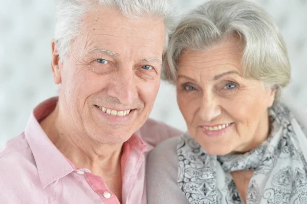 Happy Senior Couple Posing Home Royalty Free Stock Photos