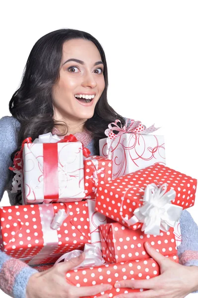 Mujer con cajas de regalo —  Fotos de Stock