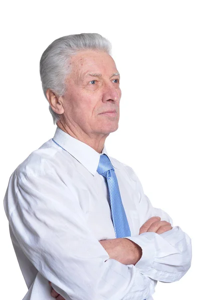 Portrait Senior Businessman Isolated White Background — Stock Photo, Image