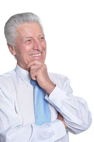 Portret Van Senior Zakenman Geïsoleerd Witte Achtergrond — Stockfoto