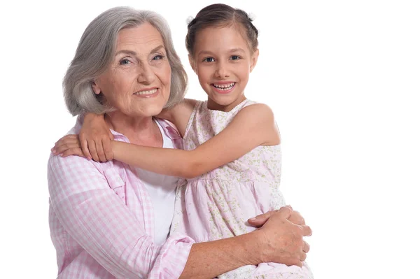 Бабушка со своей милой внучкой — стоковое фото