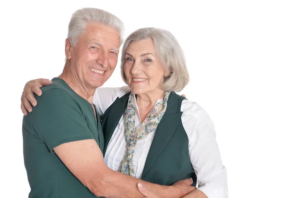 Portrait Happy Senior Couple White Background — Stock Photo, Image