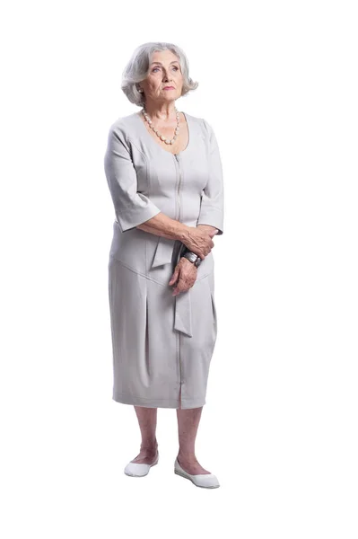 Portrait Sad Senior Woman Isolated White Background — Stock Photo, Image